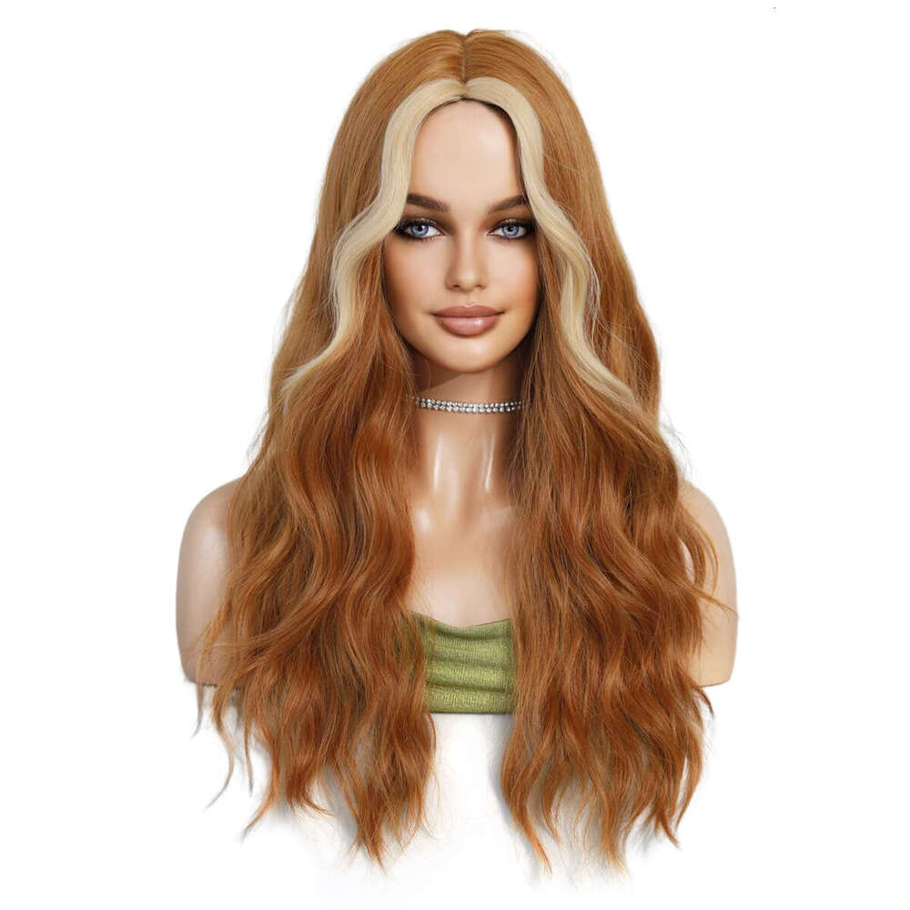 Women's Synthetic Long Curly Hair Orange Dyed Gold Split 60Cm UK French Wig Kq9 Kq9