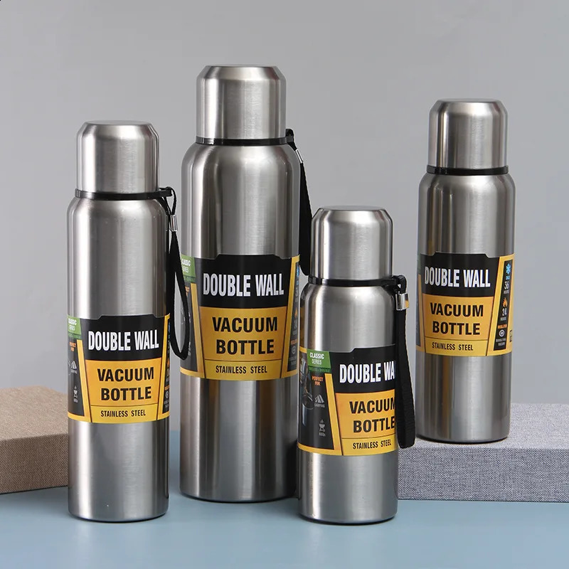 500/750/1000/1500ml Stainless Steel Thermos Large Capacity Vacuum Flask Portable Insulated Tumbler With Rope Thermo Bottle 241217bj W260226