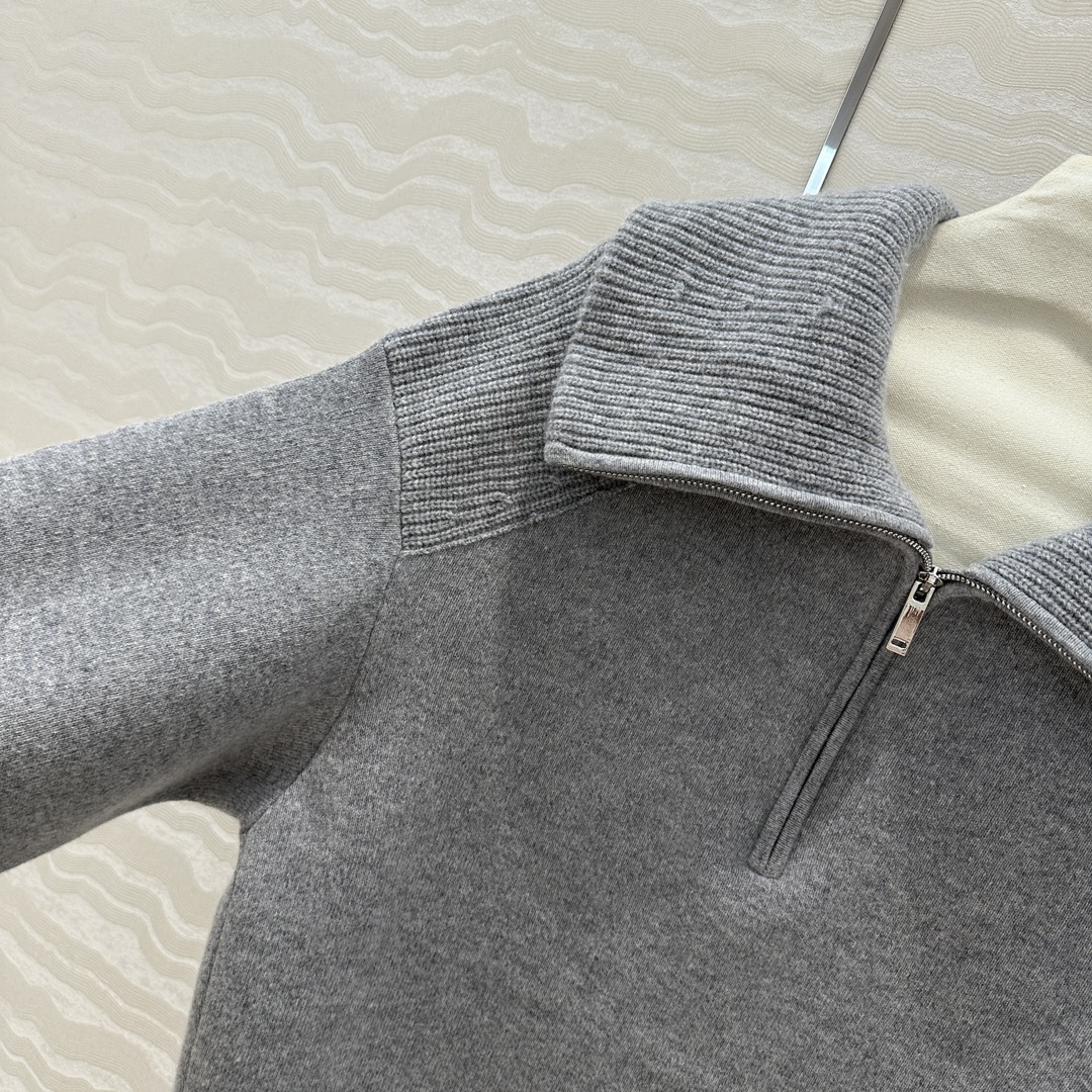 xb9 Lapel Solid Gray Long Sleeve Simple Fashion Women Sweater