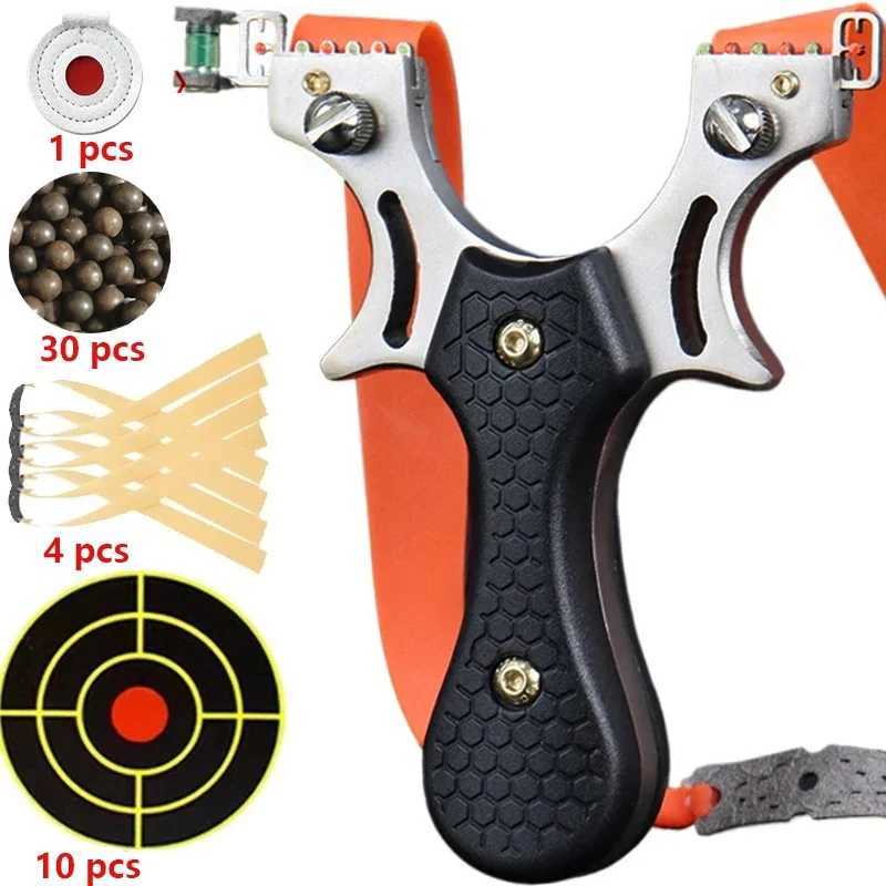 Powerful Metal Slingshot Precise Aiming Catapult Outdoor Hunting Shooting Slingshot Flat Rubber Band Outdoor Small ToolXJ241217
