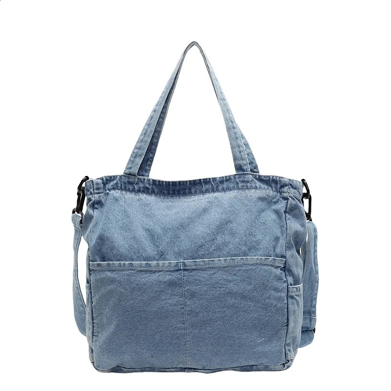 Zipper Denim Sewing Thread Shoulder Bags Versatile Autumn Retro Commute Fashion Simple Womens Crossbody Bags 241216