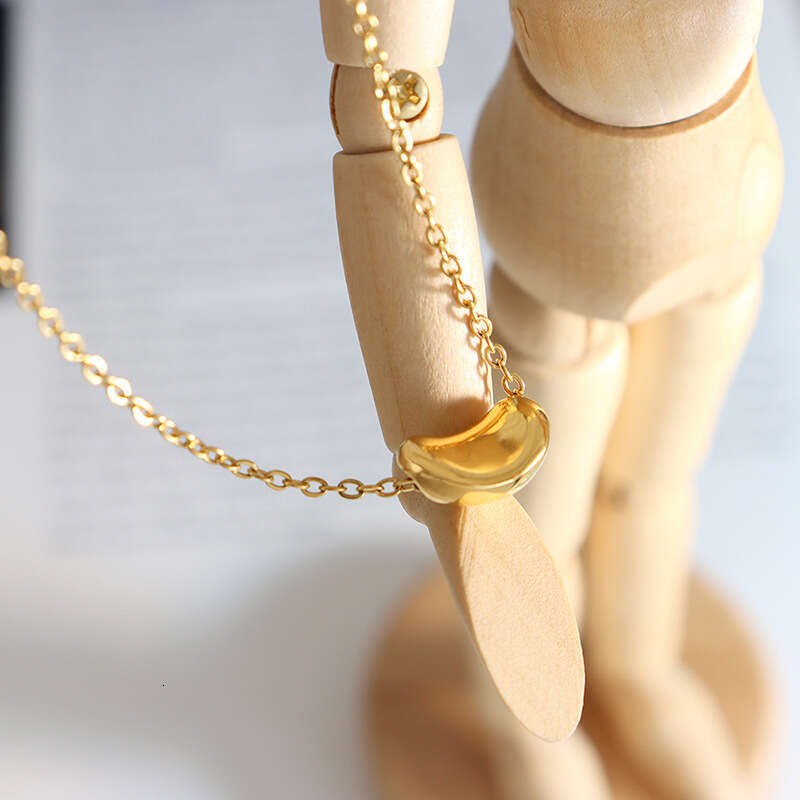 Instagram Wind Lucky Gold Bean Collar Titanium Steel Plated with Three Layers of True Gold, Fading and Non Allergic Necklace P338