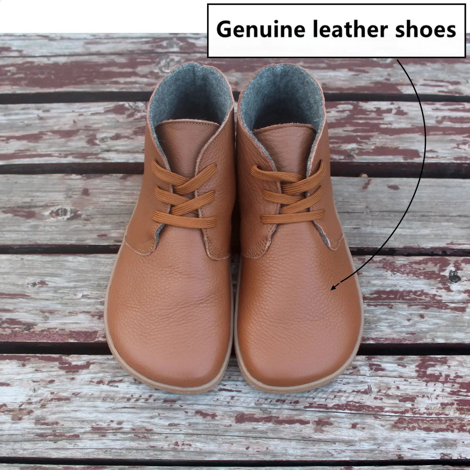 Womens zero drop wide shoe box barefoot leather boots with wool lining 241223