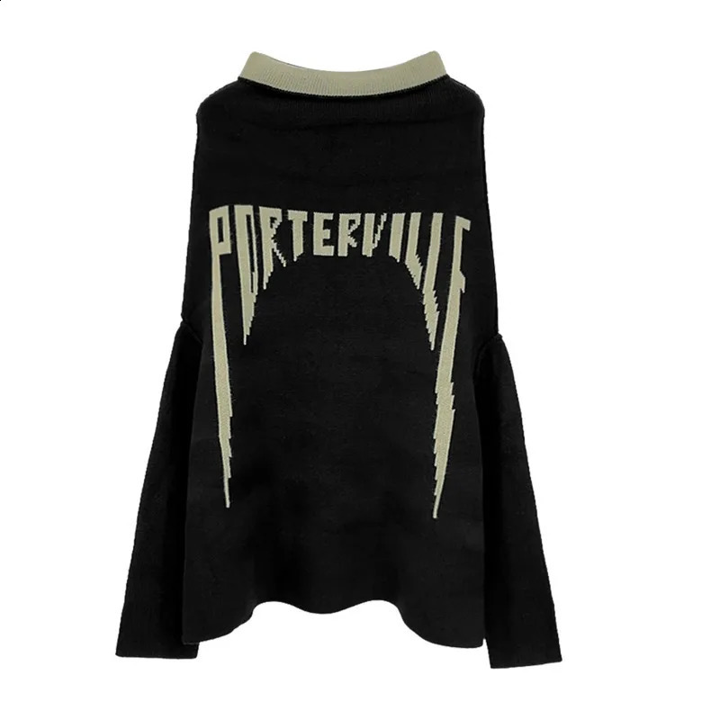 HKSH Spring Autumn Mens Punk Letter Jacquard Thick One Shoulder High Street Fashion Knitted Sweater Top HK3169 241216