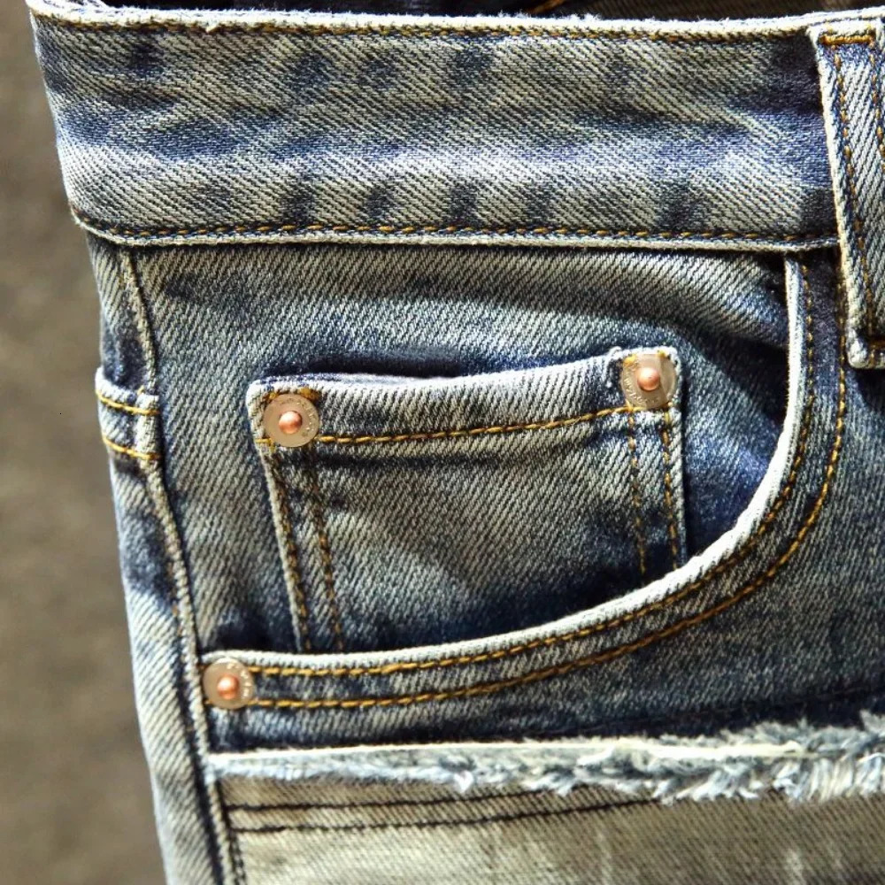 Jeans mens jeans straight hole Y2K street pants 241212
