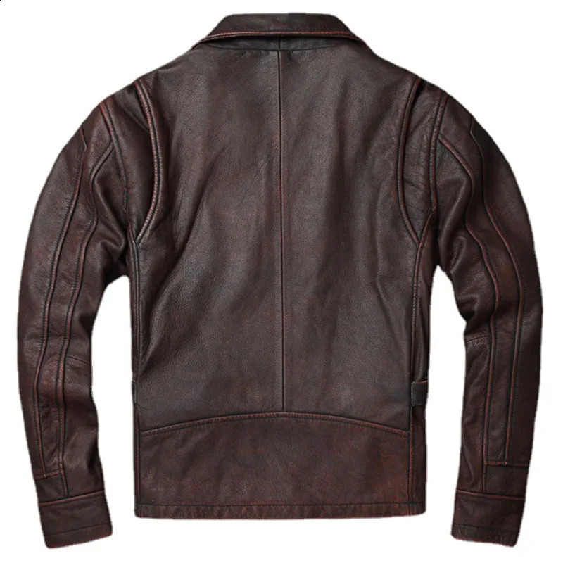 Men Cowhide Coat Vintage Leather Jacket Genuine Clothes Mens Winter Motorcycle Biker Jackets 241217