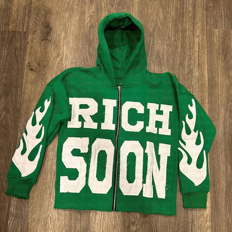 Y2k American High Street Trend Jacket Men Letter Embroidered Zipper Hoodie Harajuku Fashion Retro Oversized Sweatshirt Women