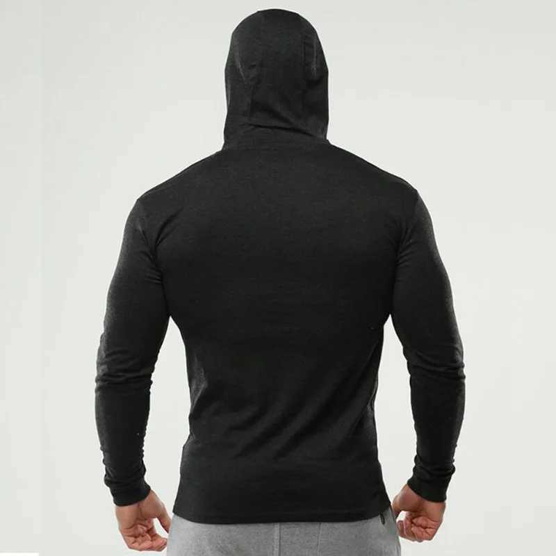 Mens Hooded T Shirt Autumn Slim Fit Hoodie Long Sleeve T-shirt Men Sport Running Shirt Gym Bodybuilding Tee Tops Fitness tshirt W241216