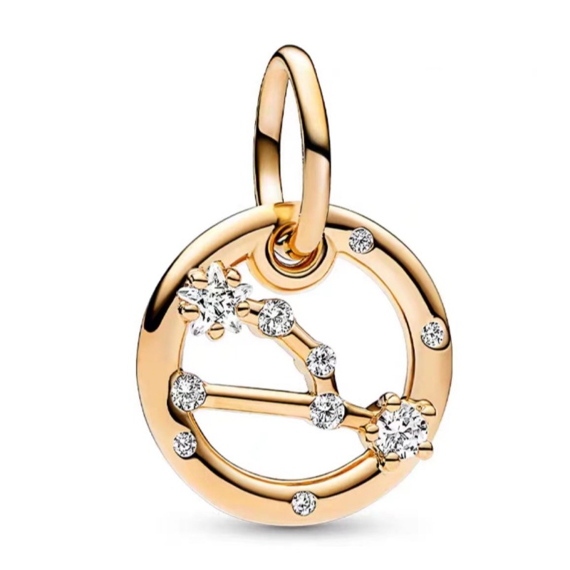S925 Sterling Silver Luxury Designer 12 Zodiac Leo Libra Pisces Taurus Virgo Loose Beads Charms Women Fits 3mm Snake Chain Bracelets DIY Making Jewelr