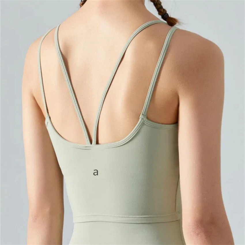 379 Women Sports Bras Tops Cew Neck Finess Tank Vest Skinfriendly Workout Breathble Crisscross Quick Dry Top Female Yw283