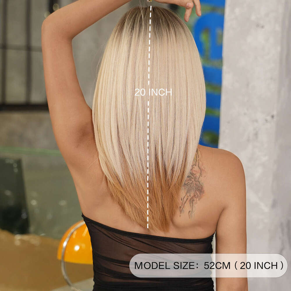 Golden Long Women's Bangs, Siamese Cat Layered Wig, Tail Dye, Synthetic Fiber Hair Cover, 20 Inches Kq9 Kq9