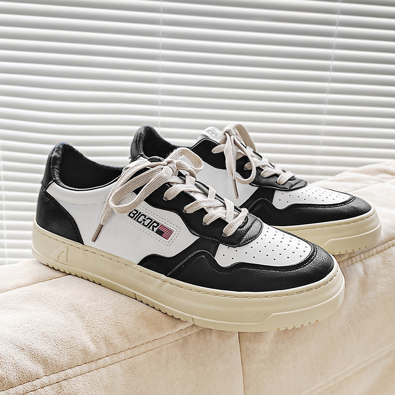 2025 spring new cream white thick sole casual board shoes male students all fashion shoes lace-up sports wind autry