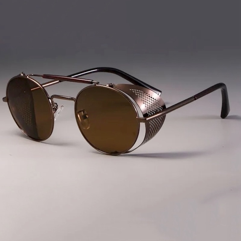 Steampunk Round Sunglasses Goggle Metal Oval Windproof Men Women Fashion Shades Oversized Brand Designer Vintage Retro Sun Glasses Goggles S94 66247 I