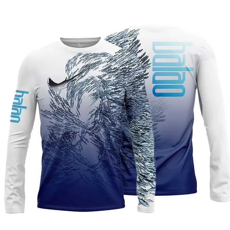 Mens Fishing Shirt Print T-Shirt Fishing Apparel Long Sleeve Fishing Shirt Outdoor Sports Crewneck Tops Oversized Comfort 6XL W241216