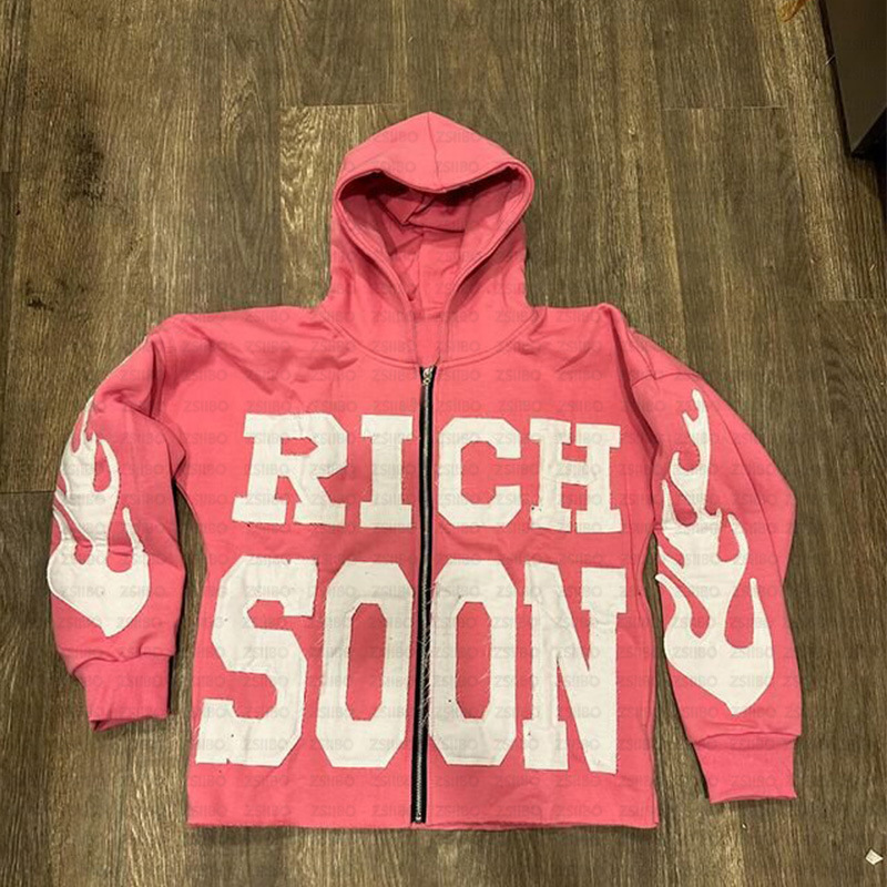 Y2k American High Street Trend Jacket Men Letter Embroidered Zipper Hoodie Harajuku Fashion Retro Oversized Sweatshirt Women