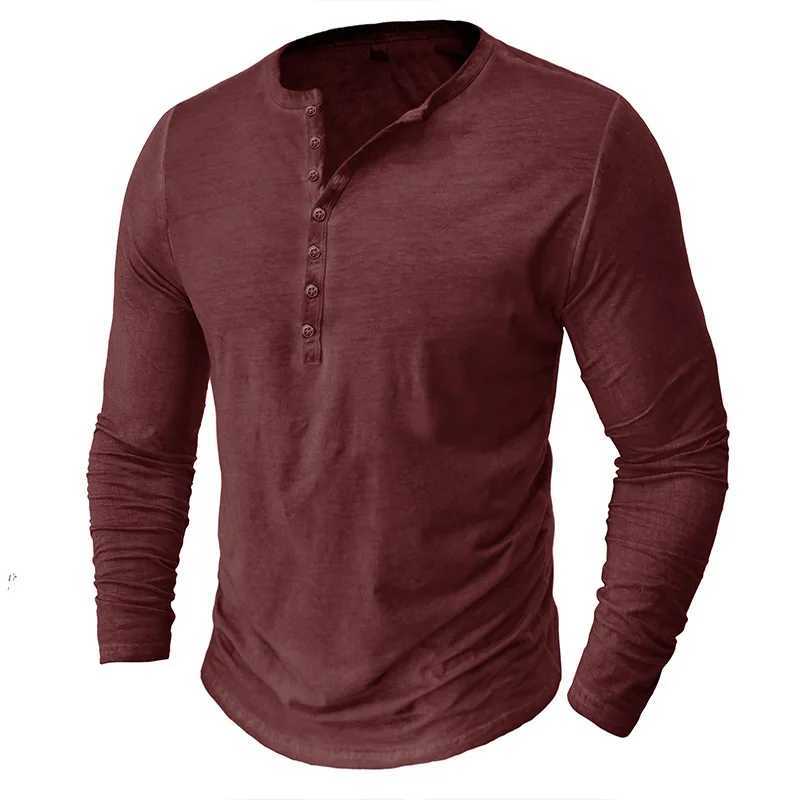 2023 Vintage Mens Henley Shirts Men Cotton Long Sleeve T Shirt Hip Hop Punk Knight Tops Oversized Tee Shirt Man Clothing W241216