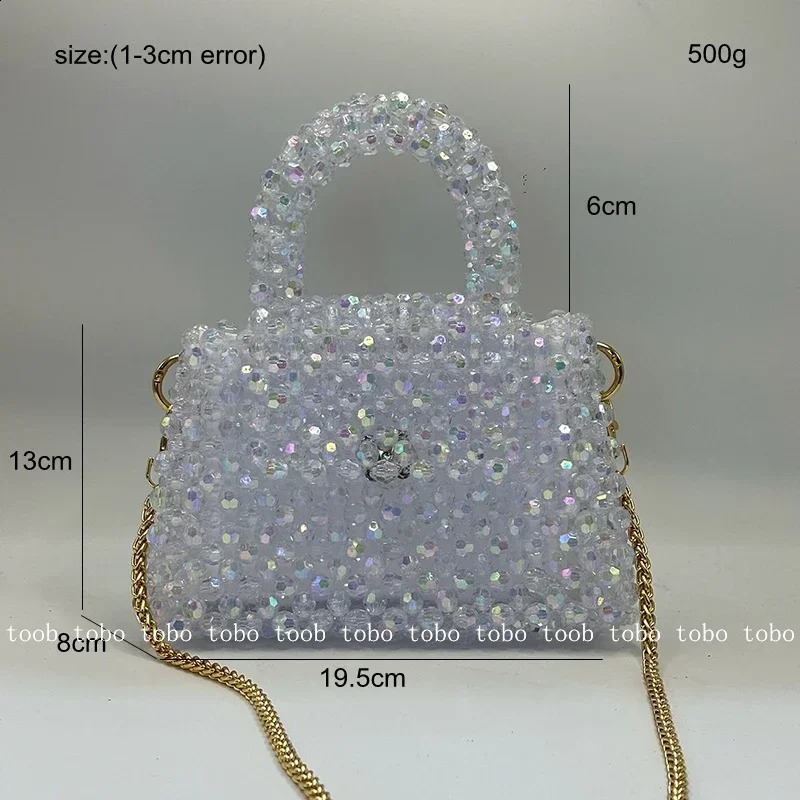Handmade Beaded Woven Purses and Handbags Fantasy Transparent Bling Crystal Mini Evening Party Bags 241216