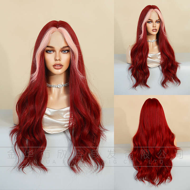 Women's Large Wave With Dyed Long Curly Hair Roland Purple Synthetic Nism Full Head Cover Wavy Wig Kq9 Kq9