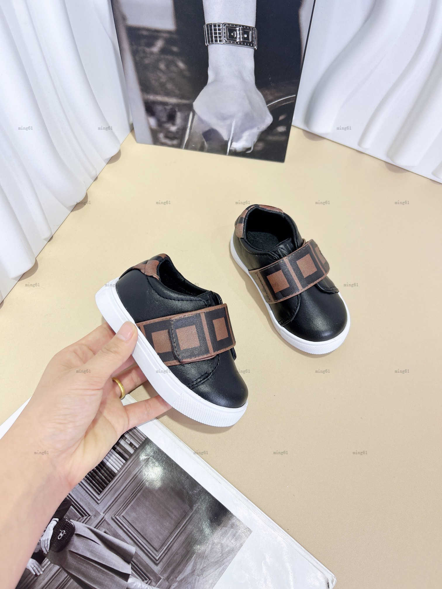 Brand Child Sneakers designer Buckle Strap kids shoes Size 26-35 Box protection letter printing design baby casual shoes