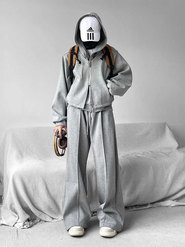 2025S Fashion Designer High Quality Y K Retro Wide Leg Sparkg For Sports Straight And Long Casual Mens Extra Large Heavy Track Pants Black Grey T