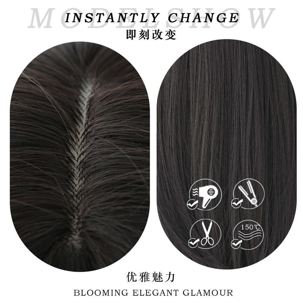 New For Women With 57Cm Natural Full Head Cover, Long Straight Hair, Inner Button, Air Bangs Wig Kq9 Kq9