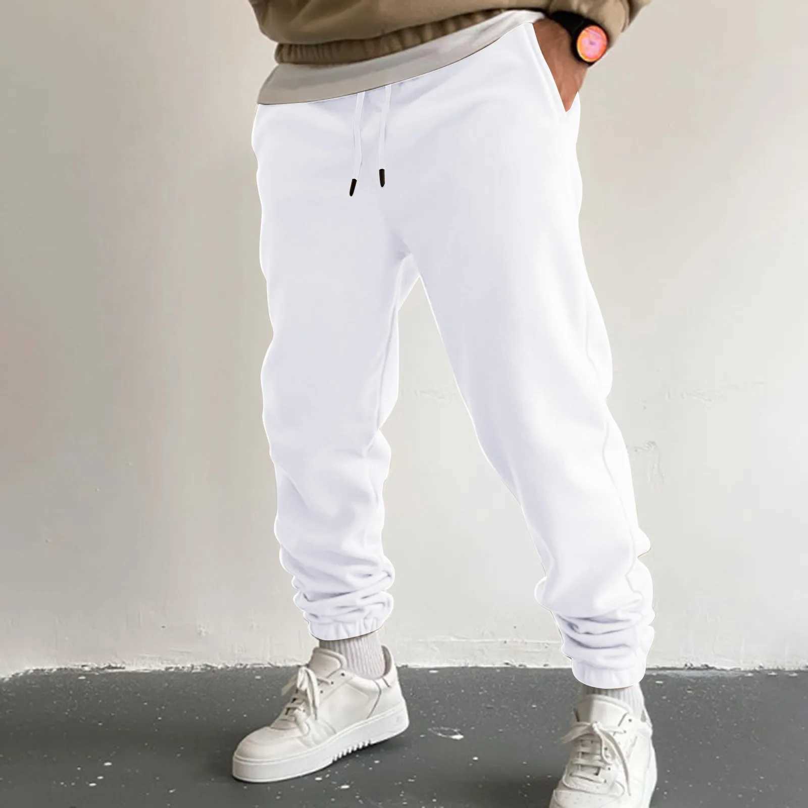 High Quality Mens sports pants solid color sports pants white tracksuit luxury Y2k Trouser straight runner summer plus size Pantalones T241217