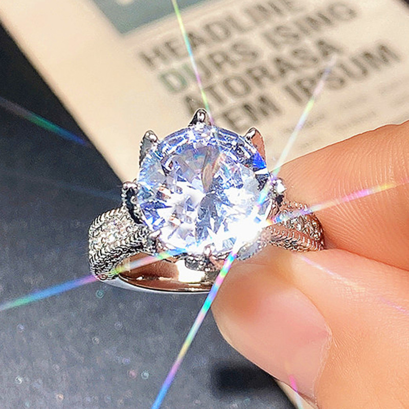Wedding Oversized Sparkly Zircon Engagement For Women Fashion Dia Ring Jewelry
