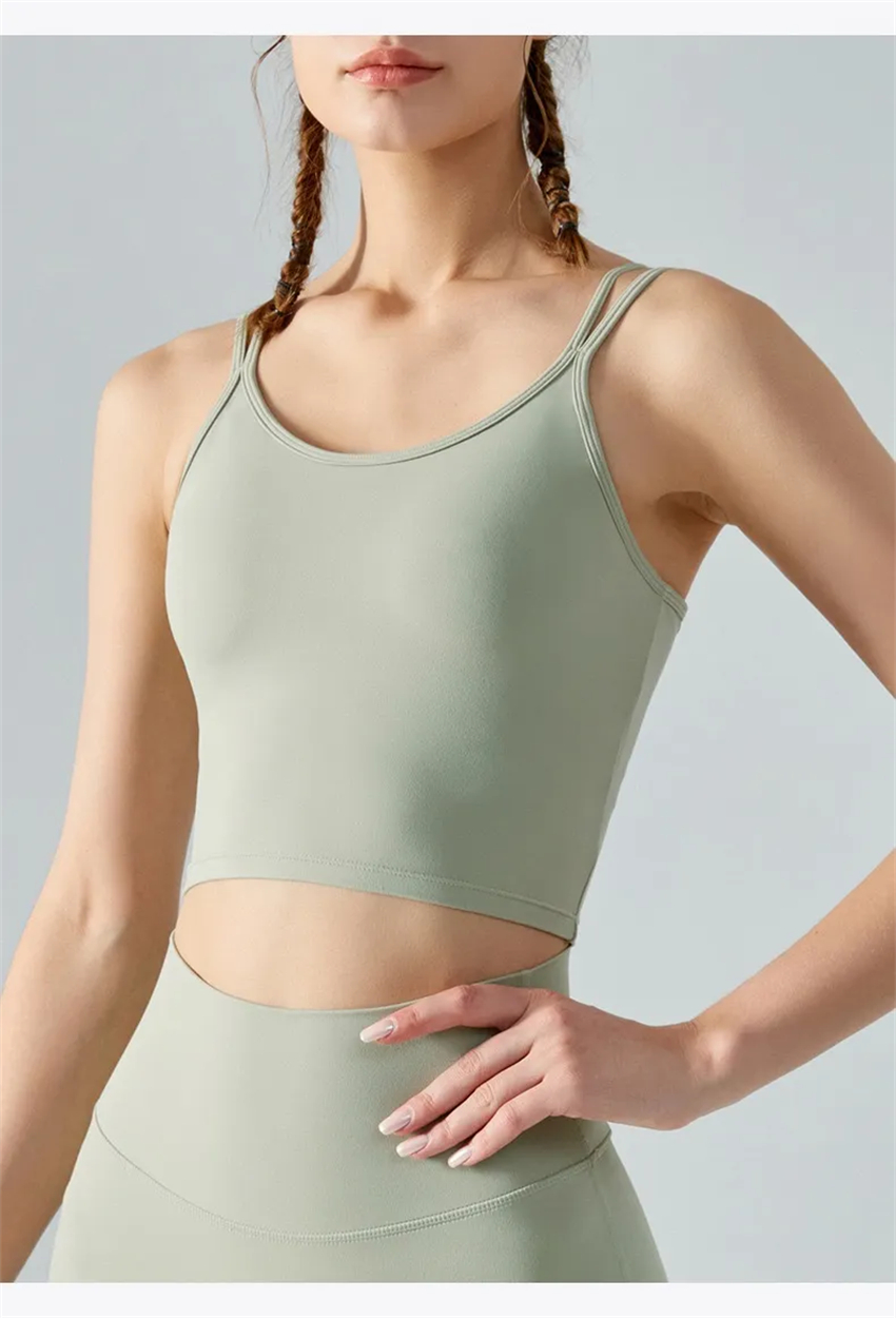 379 Women Sports Bras Tops Cew Neck Finess Tank Vest Skinfriendly Workout Breathble Crisscross Quick Dry Top Female Yw283