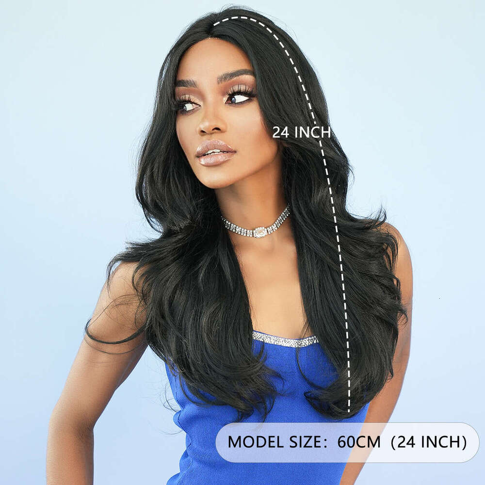 Small T Female Natural Black Medium Split Long Curled Synthetic Hair T-Part Lace Wig Kq9 Kq9
