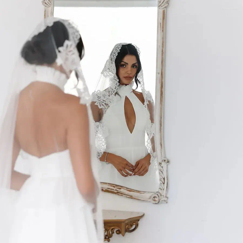 Bridal Veils Lace Edge Soft Mantilla Wedding Veil Elegant Long Bride 1 Tier Cathedral Length With Comb Accessories VP86