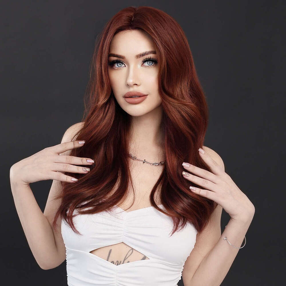 New Raspberry Long Curled Hair Women's Wig, Mid Size Wine Red Wavy Wigs Kq9 Kq9