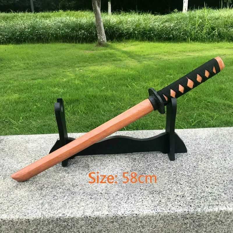 60cm Wood Stick Knife Toy Katana Sword Cosplay Props Personal Collecting Handicraft Childrens Sword Toy Aikido Demon Slayer X241217