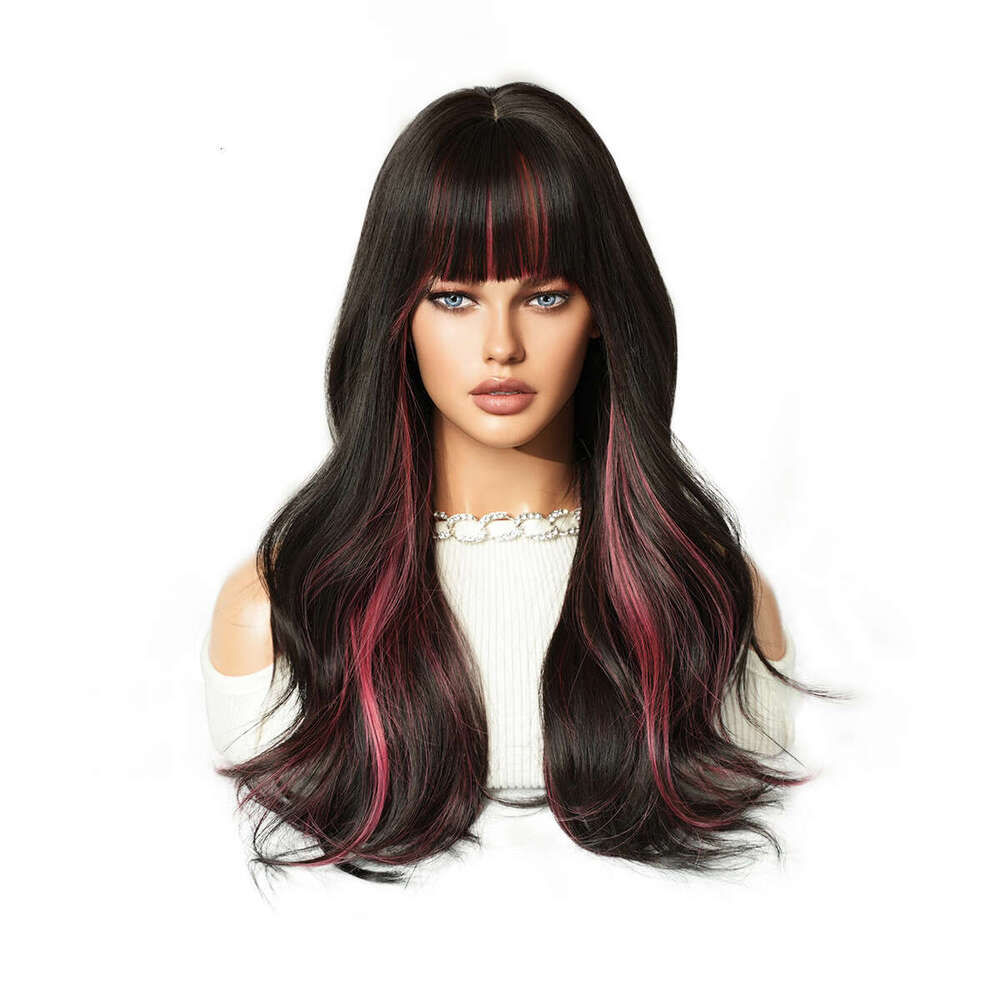 Women's Black, Dyed Red, Bangs Wig, Full Head Hairstyle, Big Wave, Long Roll Lolita Wig Kq9 Kq9