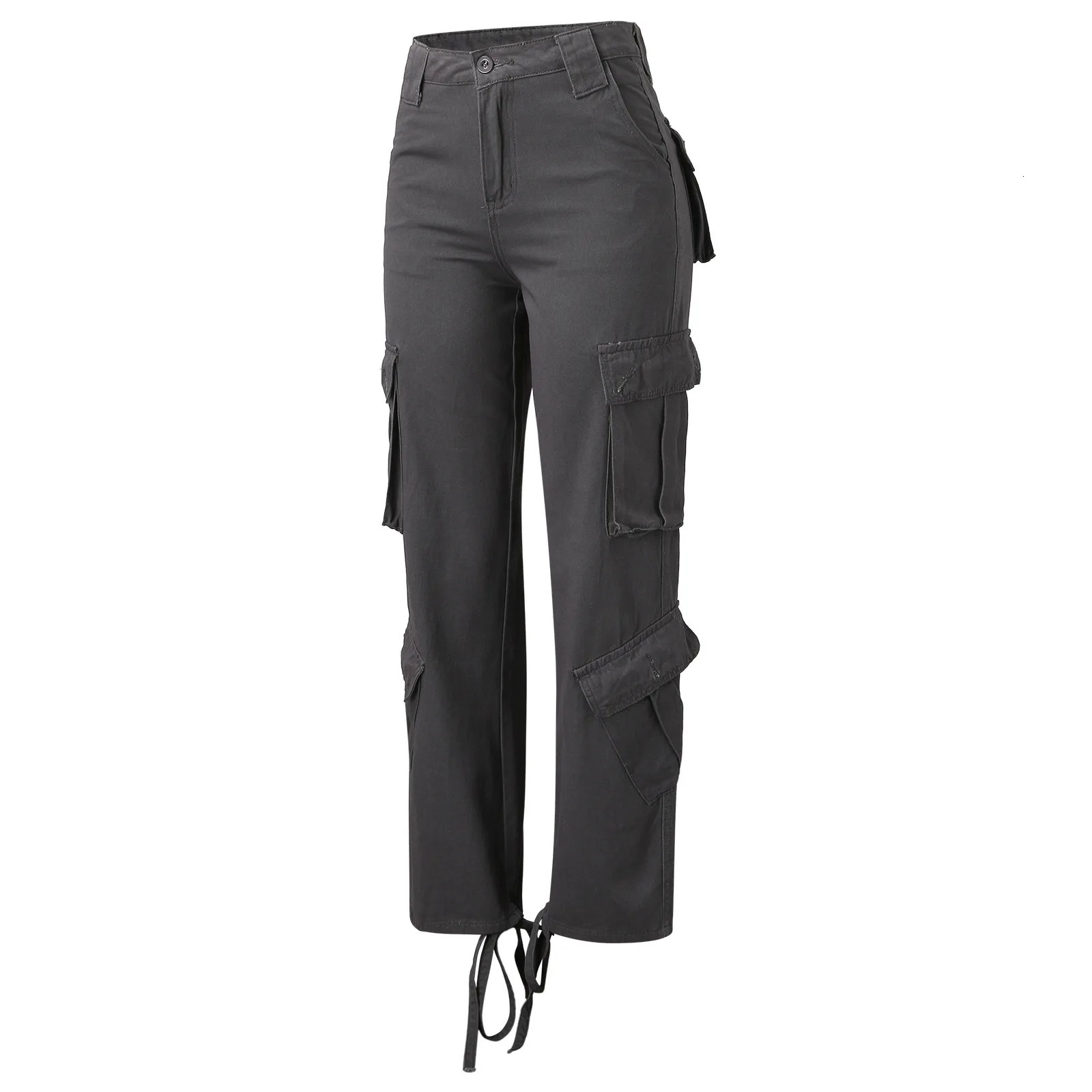 White Long For Women Jeans Wide Leg Straight Demin Cargo Pants Casual Trousers With Pockets Vintage Harajuku Streetwear Z260314