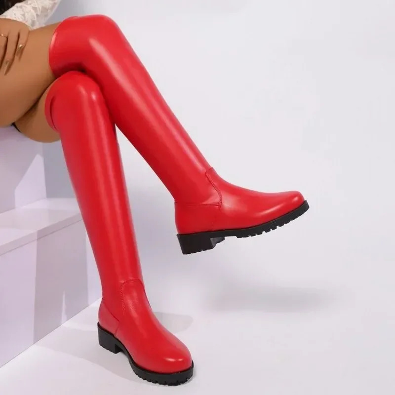 Platform Heel Womens Pumps Stretch Ankle Boots Knee-high Women Trend Thigh High Gothic Shoes Night Club Black Boots 241216
