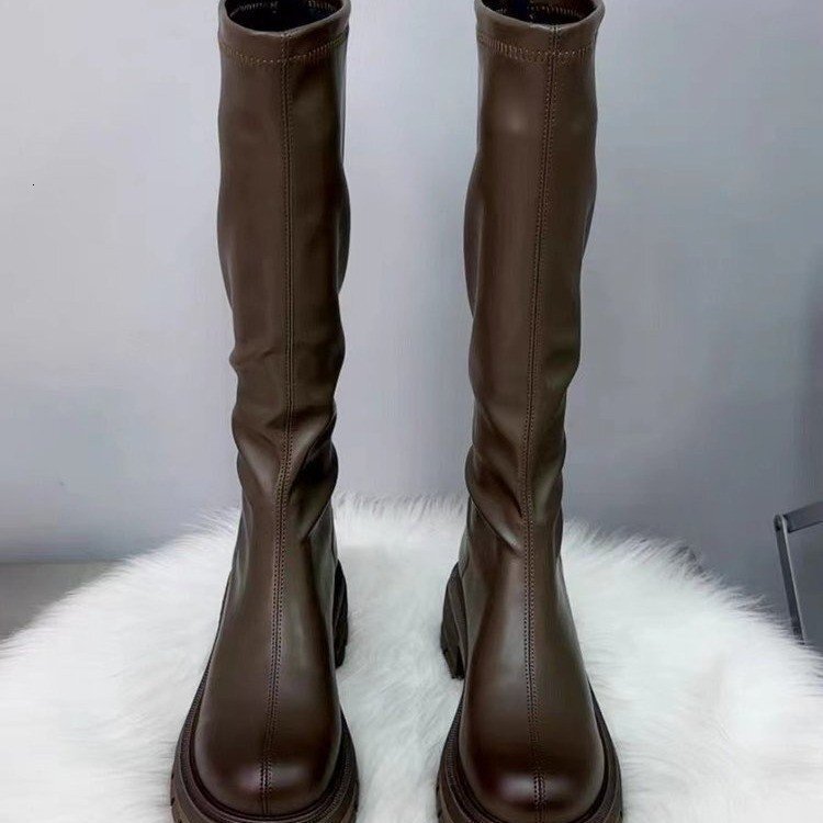 Soled Ddmywed Long For Women In Korean Version Popular Versatile Fashionable Casual Knight High And Thick Boots Motorcycle Chinese Brand Shoes F Ddmys