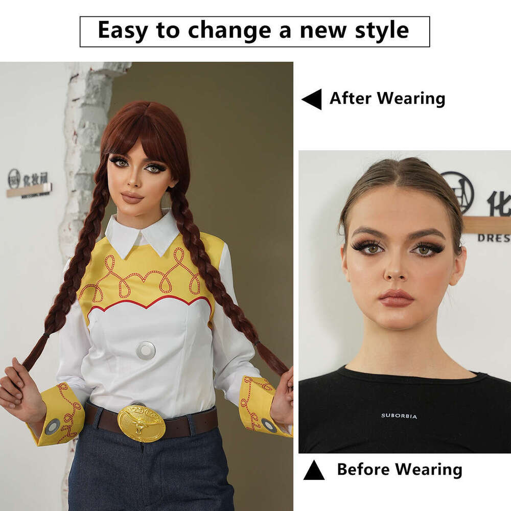 Red And Brown Halloween Braid Headset Toy Story 2 Cuisi Dress Up Girl Cosplay Wig Kq9 Kq9