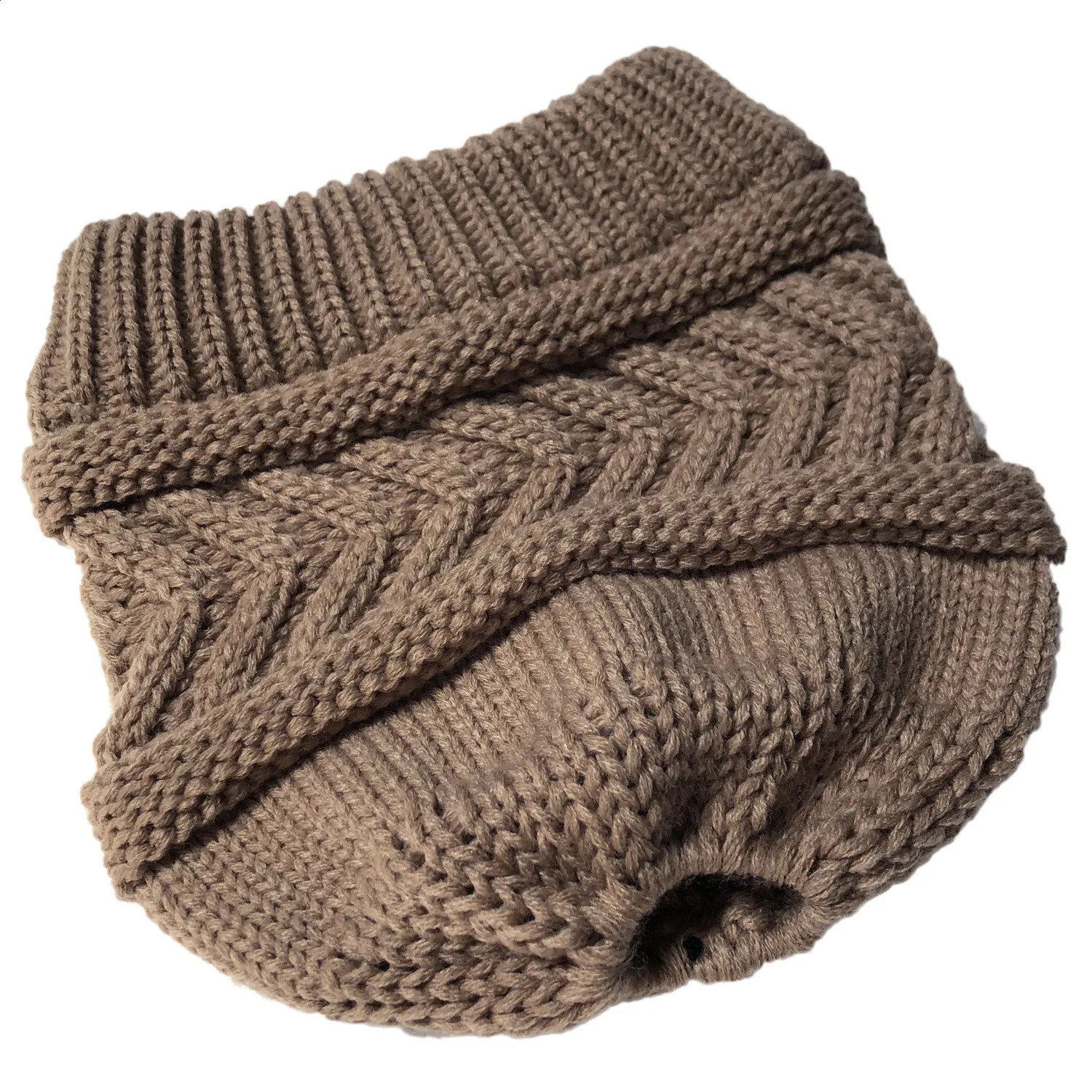 Winter solid color Beanie hat dome warm ponytail knitted hat womens solid color fashionable outdoor 241213