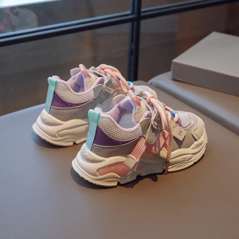 Childrens mesh breathable TPR casual sports shoes sports shoes childrens boys and girls running shoes childrens tennis 3-6 years thick sports shoes 24