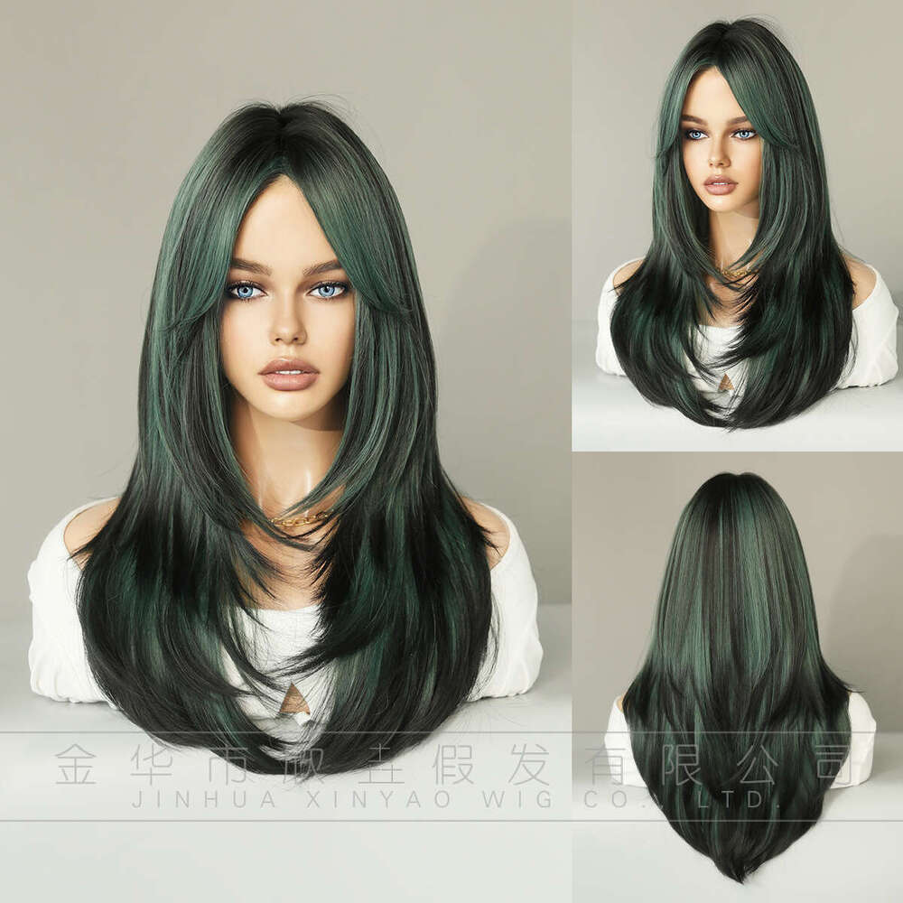 Layered Female Gradient Long Curled Synthetic Wig Head Cover Brown Hair Tail Dyeing Kq9 Kq9