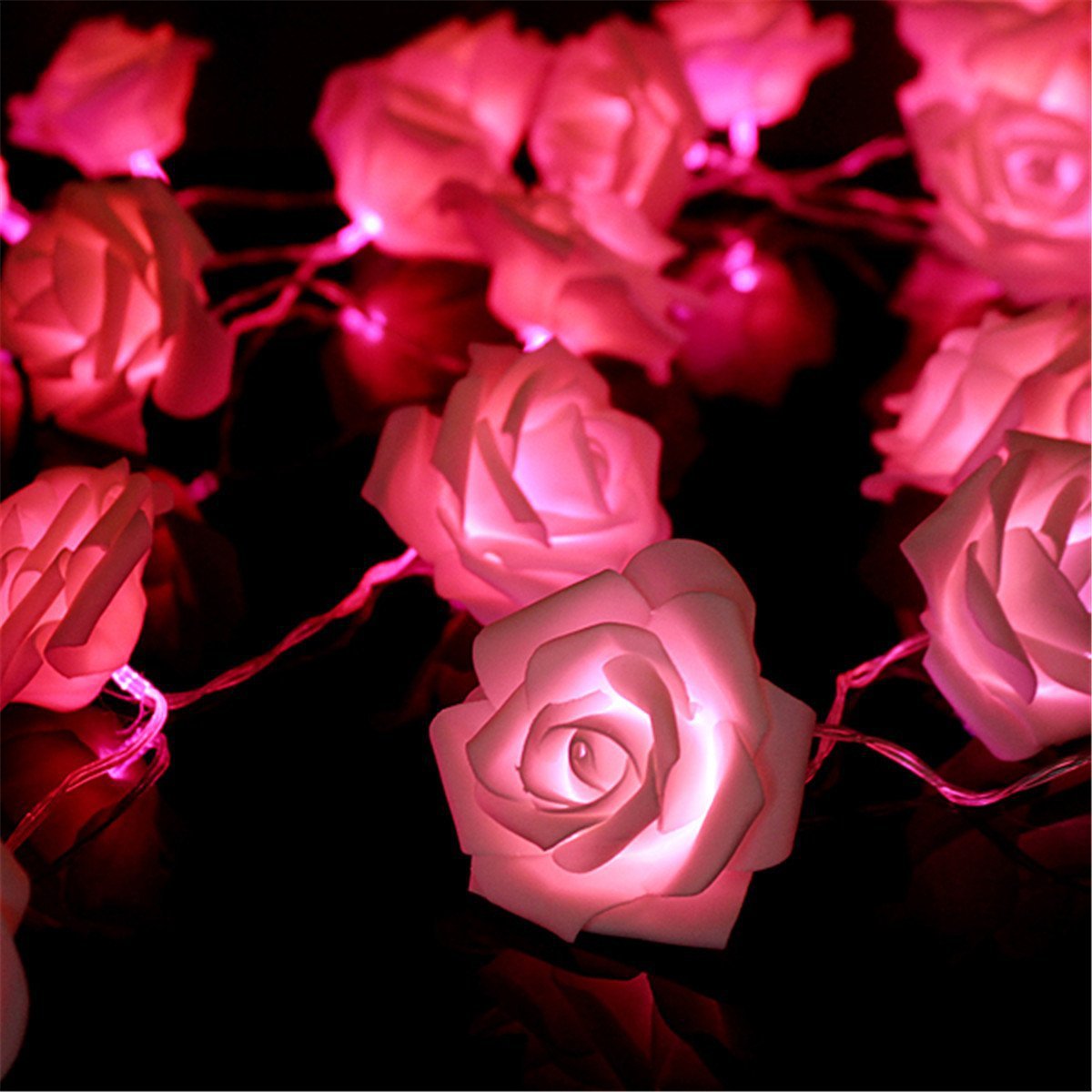 Colorful LED Rose Blossom Garland for Festive Ambiance Decorations - Ideal for Weddings and Special Events