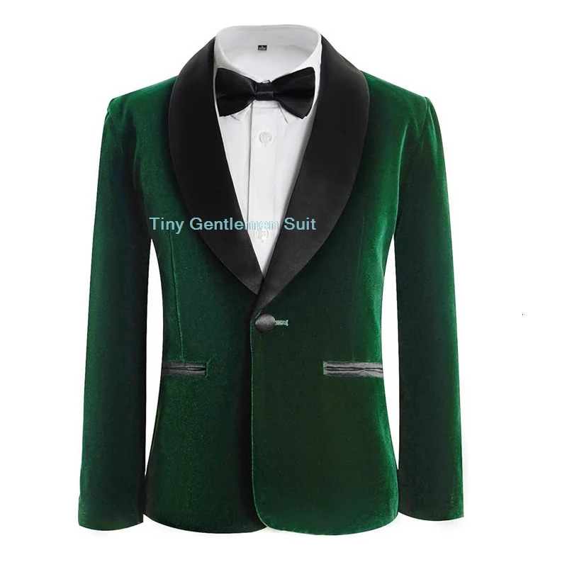 Mens formal green velvet suit childrens wedding ball party pography costume childrens jacket pants bow tie set 241216