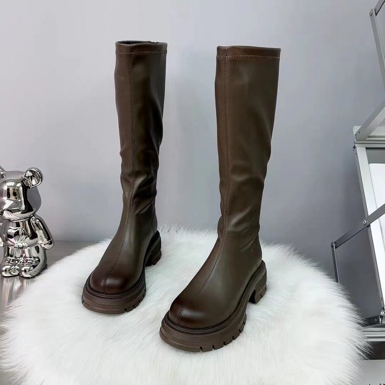 Soled Ddmywed Long For Women In Korean Version Popular Versatile Fashionable Casual Knight High And Thick Boots Motorcycle Chinese Brand Shoes F Ddmys