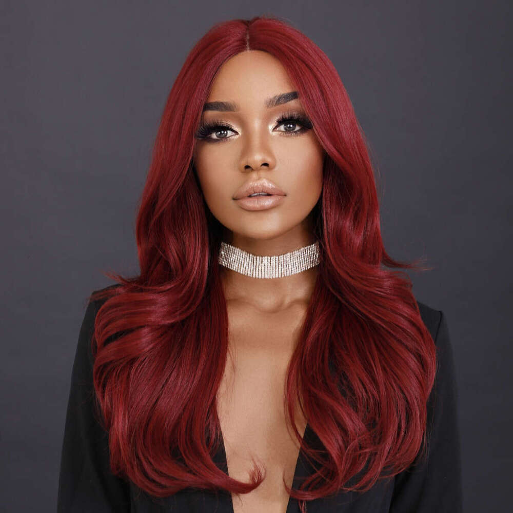 Small T Female Natural Black Medium Split Long Curled Synthetic Hair T-Part Lace Wig Kq9 Kq9
