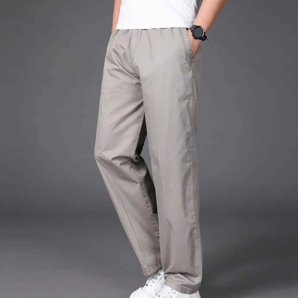 High Quality Mens sports pants basic style mens Trouser Versatile mens cargo pants elastic mid waist wide leg plus size solid color smooth and soft T2