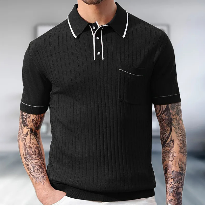Summer see through mens shirt set mens clothing mens sexy cut shorts two sets of business casual mens polo shirts track and field clothes 241217
