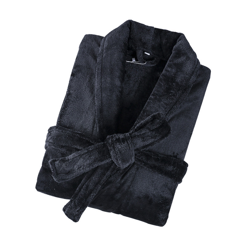 B477-Autumn and winter coral fleece bathrobe men's nightgown women's couple pajamas thick long bathrobe home clothes