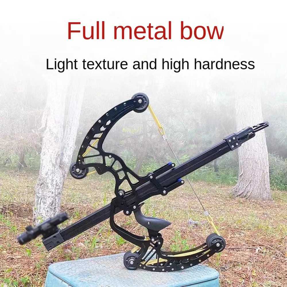 New all-metal 50-round compound bow and arrow compound slingshot steel ball double outdoor high-precision Green light bowXJ241217