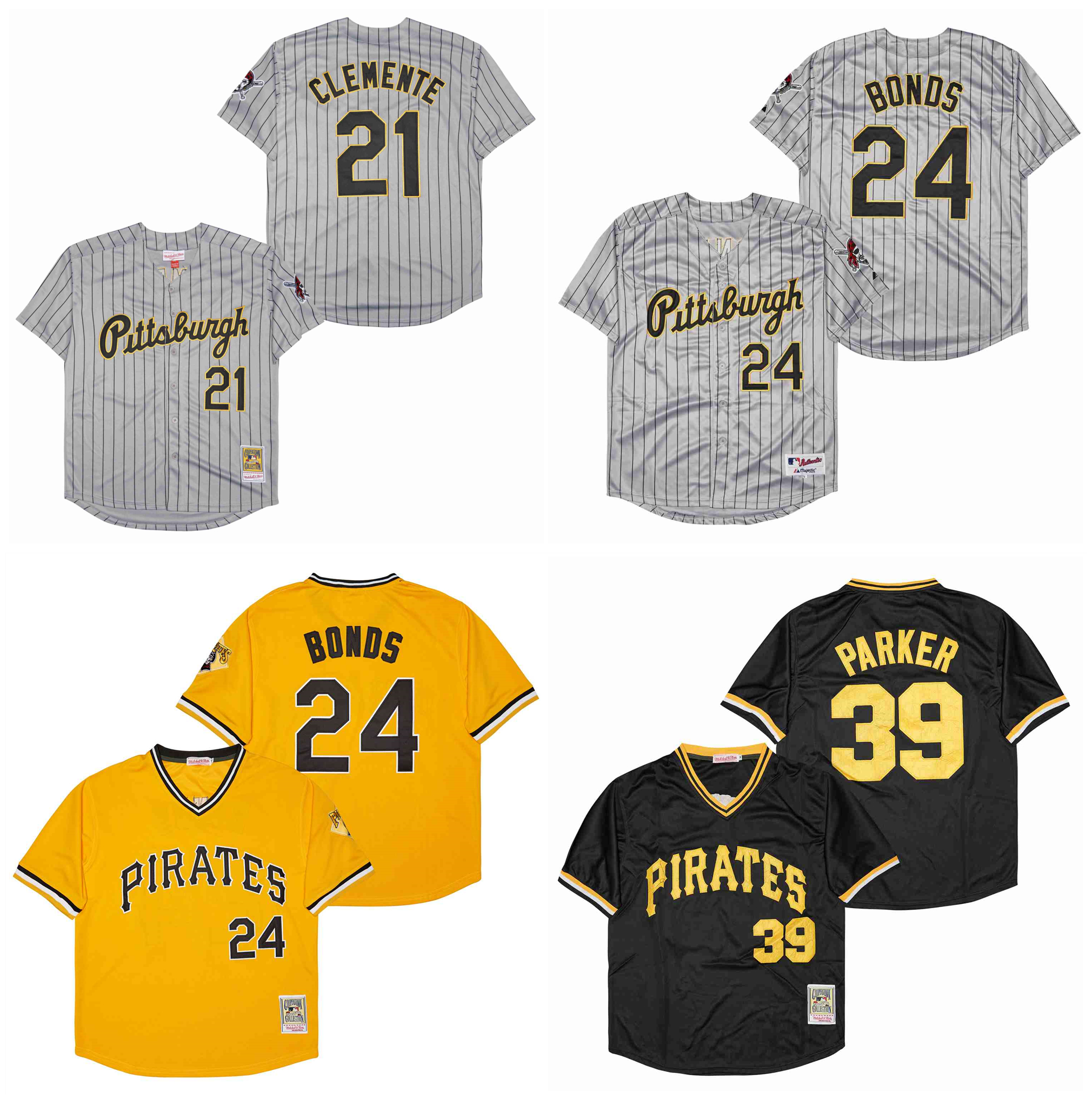 Pittsburgh Barry Bonds Roberto Clemente Pirate Throwback Baseball Jerseys Andrew 22 McCutchen Willie Stargell Dave Parker Black White Yellow Size S-3XL