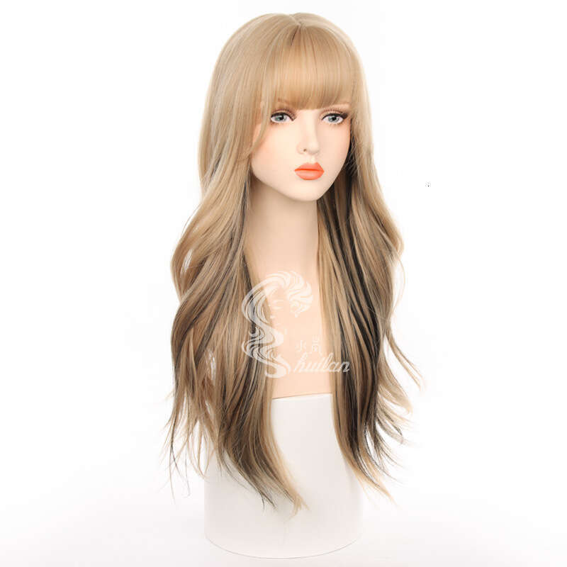 New Wig For Women With Large Wave Curls, Fashionable Internet Celebrity, Natural Air Bangs, Full Head Set Kq9 Kq9